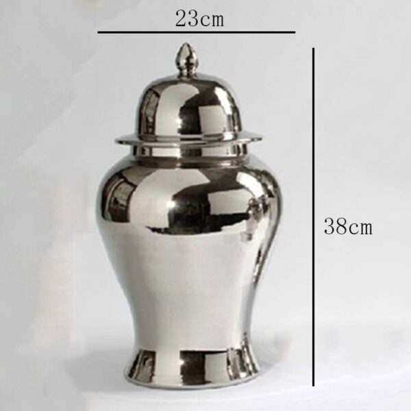 silver ceramic ginger jar