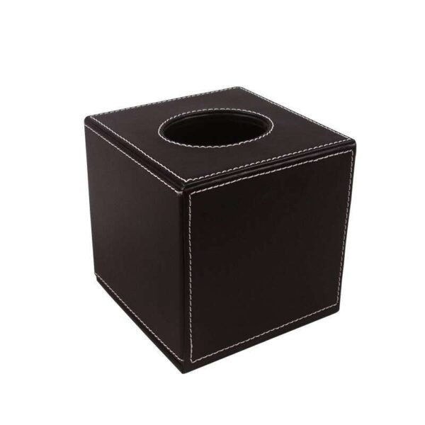Leather Products Round Tissue Box