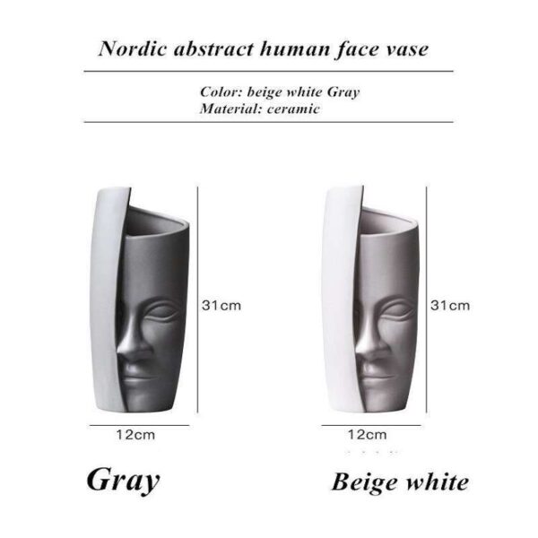 Face art ceramic arrangement flower display vase